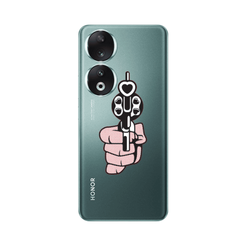 Honor 90 5G Heart gun Transparent Silicone TPU Θήκη