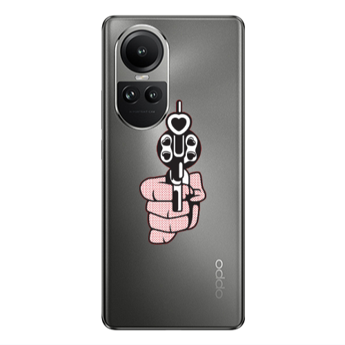 Oppo Reno10 5G Heart gun Transparent Silicone TPU Θήκη