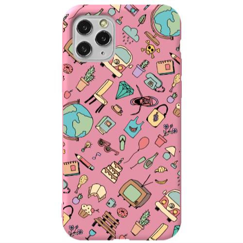 Apple iPhone 11 Pro Best buds Pink Colored Silicone TPU Θήκη