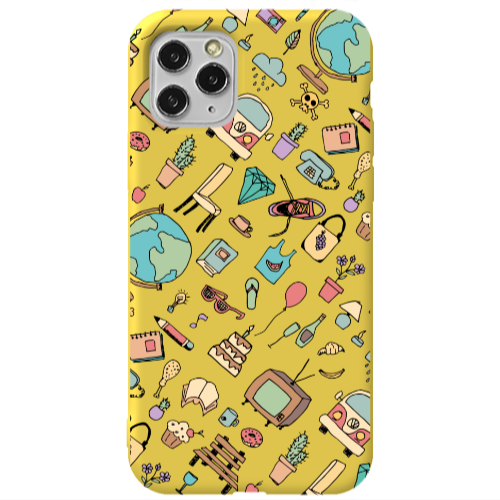 Apple iPhone 11 Pro Best buds Yellow Colored Silicone TPU Θήκη