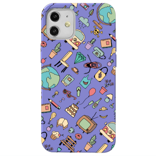 Apple iPhone 12 Best buds Purple Colored Silicone TPU Θήκη