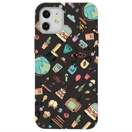 Apple iPhone 12 Best buds Black Colored Silicone TPU Θήκη