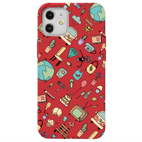 Apple iPhone 12 Best buds Red Colored Silicone TPU Θήκη