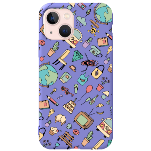 Apple iPhone 13 Best buds Purple Colored Silicone TPU Θήκη