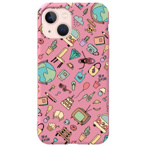 Apple iPhone 13 Best buds Pink Colored Silicone TPU Θήκη