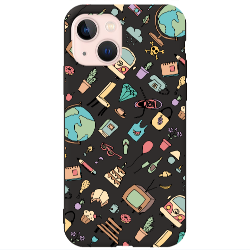 Apple iPhone 13 Best buds Black Colored Silicone TPU Θήκη