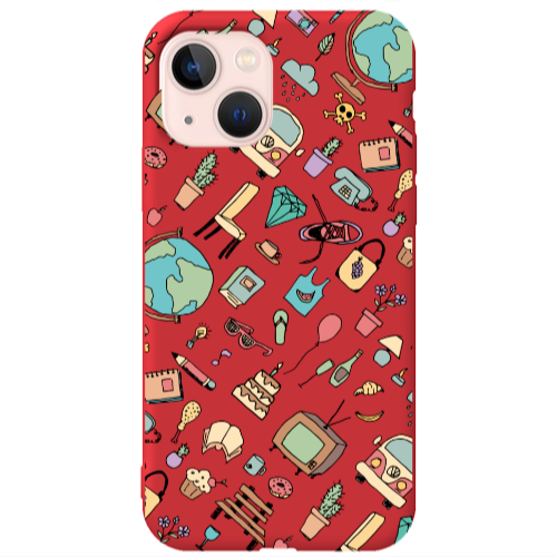 Apple iPhone 13 Best buds Red Colored Silicone TPU Θήκη