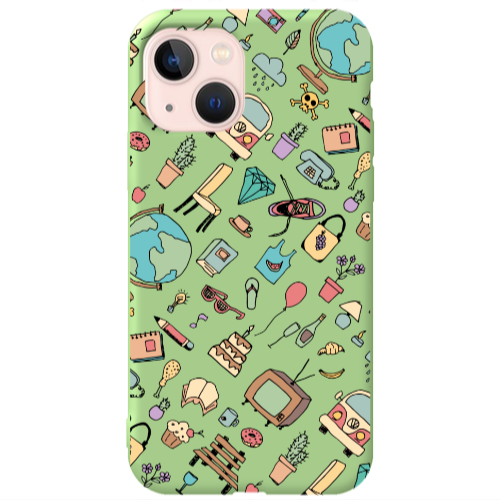 Apple iPhone 13 Best buds Light Green Colored Silicone TPU Θήκη
