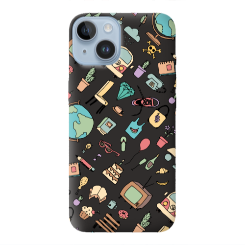 Apple iPhone 14  Best buds Black Colored Silicone TPU Θήκη
