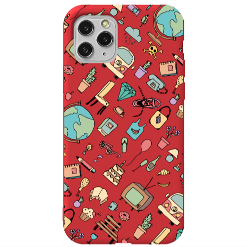 Apple iPhone 11 Pro Max Best buds Red Colored Silicone TPU Θήκη