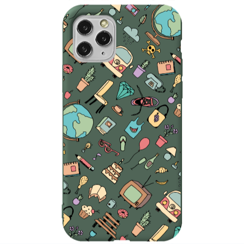 Apple iPhone 11 Pro Max Best buds Dark Green Colored Silicone TPU Θήκη