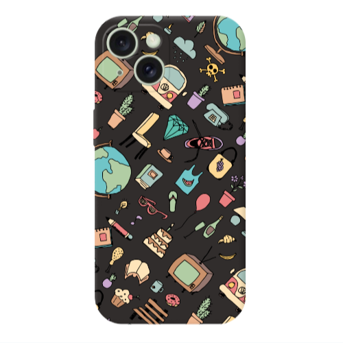 Apple iPhone 15 Best buds Black Colored Silicone TPU Θήκη