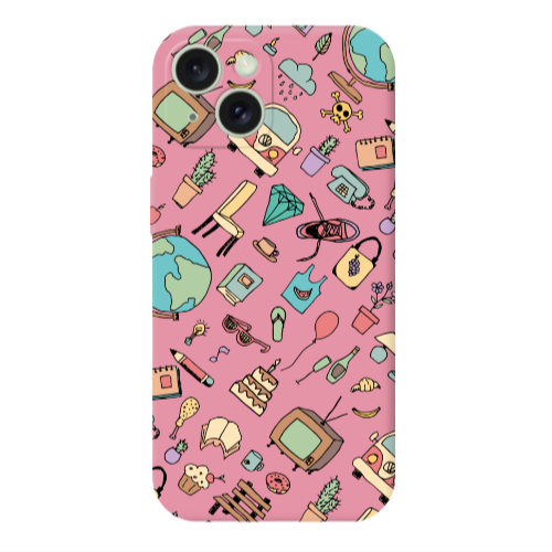 Apple iPhone 15 Plus Best buds Pink Colored Silicone TPU Θήκη