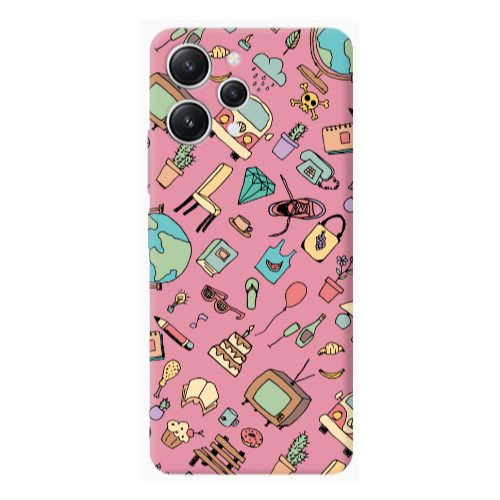 Xiaomi Redmi 12 Mixed up Pink Colored Silicone TPU Θήκη