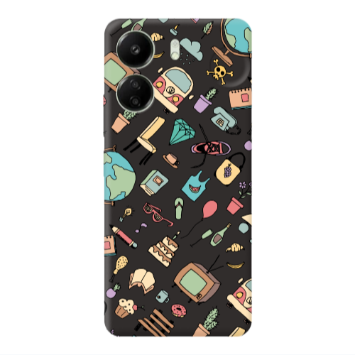 Xiaomi Redmi 13C Mixed up Black Colored Silicone TPU Θήκη