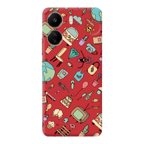 Xiaomi Redmi 13C Mixed up Red Colored Silicone TPU Θήκη