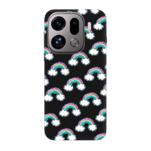 Oppo Find X9 Pro Cute rainbows Black Colored Silicone TPU Θήκη