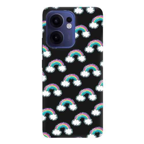 Oppo Reno13 FS Cute rainbows Black Colored Silicone TPU Θήκη