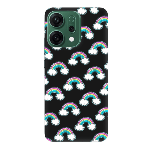 Oppo RENO 14 Cute rainbows Black Colored Silicone TPU Θήκη