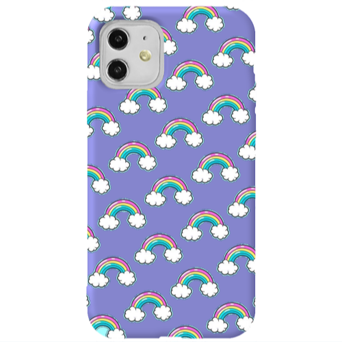 Apple iPhone 11  Cute rainbows Purple Colored Silicone TPU Θήκη
