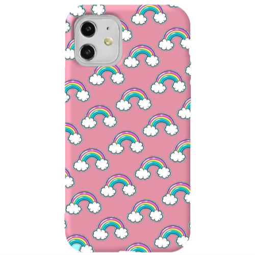 Apple iPhone 11  Cute rainbows Pink Colored Silicone TPU Θήκη