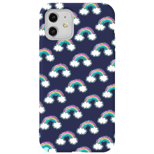 Apple iPhone 11  Cute rainbows Dark blue Colored Silicone TPU Θήκη