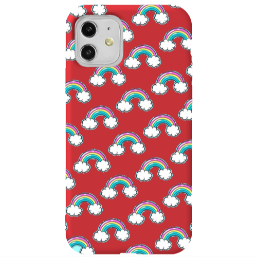 Apple iPhone 11  Cute rainbows Red Colored Silicone TPU Θήκη