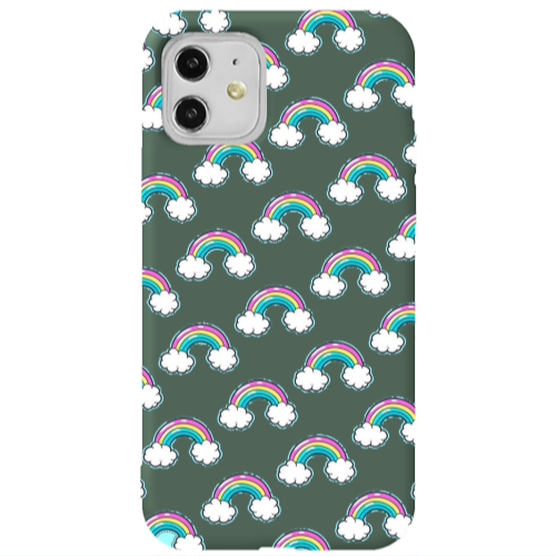 Apple iPhone 11  Cute rainbows Dark Green Colored Silicone TPU Θήκη