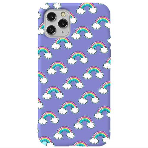 Apple iPhone 11 Pro Cute rainbows Purple Colored Silicone TPU Θήκη
