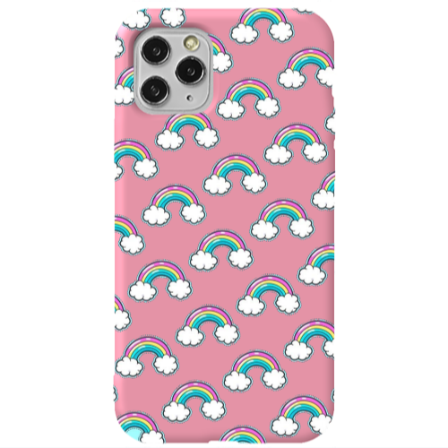 Apple iPhone 11 Pro Cute rainbows Pink Colored Silicone TPU Θήκη