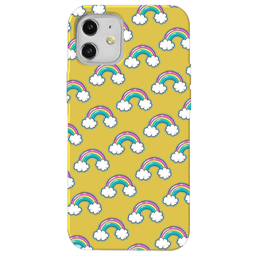 Apple iPhone 12 Cute rainbows Yellow Colored Silicone TPU Θήκη