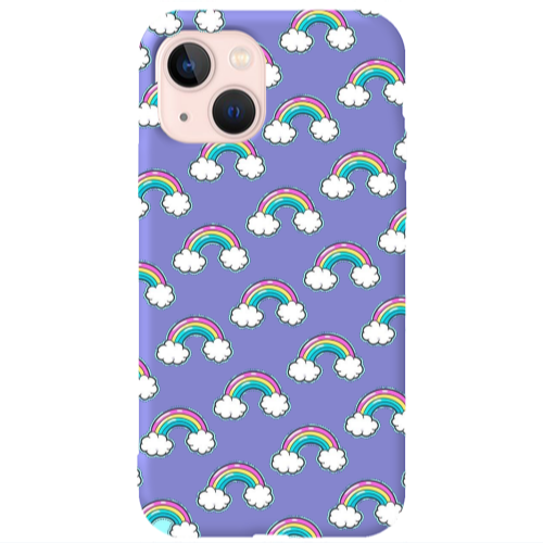 Apple iPhone 13 Cute rainbows Purple Colored Silicone TPU Θήκη