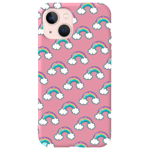 Apple iPhone 13 Cute rainbows Pink Colored Silicone TPU Θήκη
