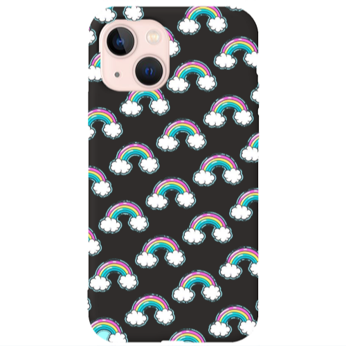 Apple iPhone 13 Cute rainbows Black Colored Silicone TPU Θήκη