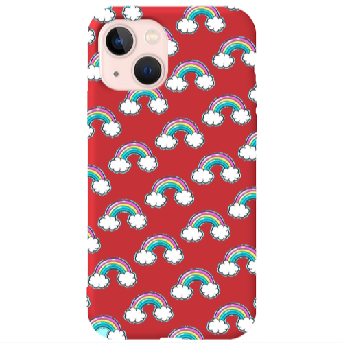 Apple iPhone 13 Cute rainbows Red Colored Silicone TPU Θήκη