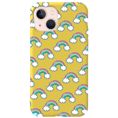 Apple iPhone 13 Cute rainbows Yellow Colored Silicone TPU Θήκη