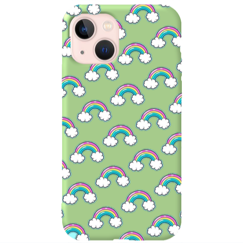 Apple iPhone 13 Cute rainbows Light Green Colored Silicone TPU Θήκη