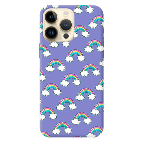 Apple iPhone 13 Pro Max Cute rainbows Purple Colored Silicone TPU Θήκη