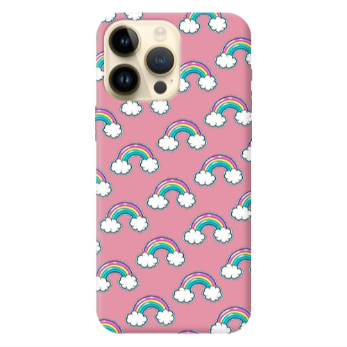Apple iPhone 13 Pro Max Cute rainbows Pink Colored Silicone TPU Θήκη