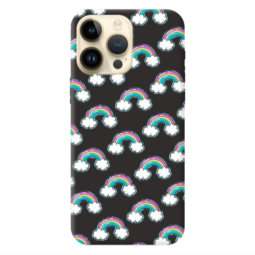 Apple iPhone 13 Pro Max Cute rainbows Black Colored Silicone TPU Θήκη