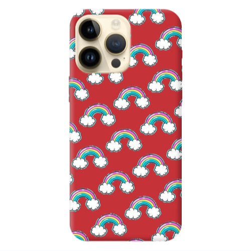Apple iPhone 13 Pro Max Cute rainbows Red Colored Silicone TPU Θήκη