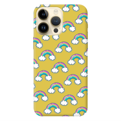 Apple iPhone 13 Pro Max Cute rainbows Yellow Colored Silicone TPU Θήκη