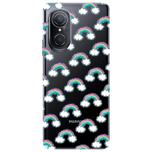 Huawei Nova 9 SE Cute rainbows Transparent Silicone TPU Θήκη