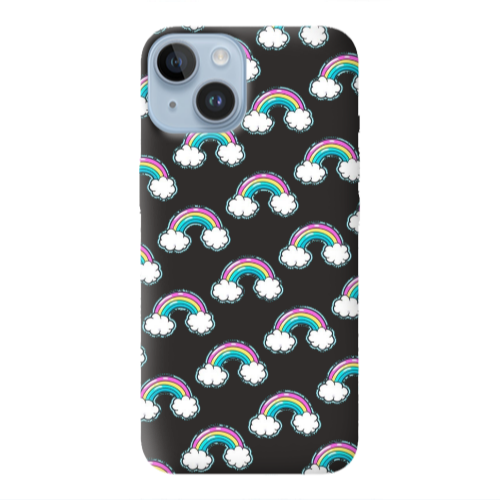 Apple iPhone 14  Cute rainbows Black Colored Silicone TPU Θήκη