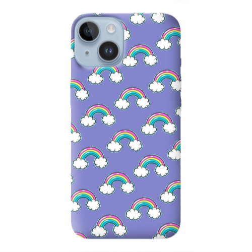 Apple iPhone 14 Plus Cute rainbows Purple Colored Silicone TPU Θήκη