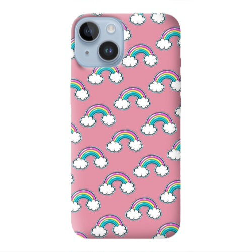 Apple iPhone 14 Plus Cute rainbows Pink Colored Silicone TPU Θήκη