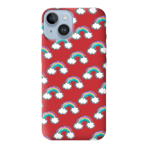 Apple iPhone 14 Plus Cute rainbows Red Colored Silicone TPU Θήκη