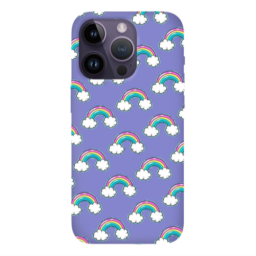 Apple iPhone 14 Pro  Cute rainbows Purple Colored Silicone TPU Θήκη