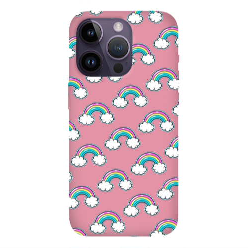 Apple iPhone 14 Pro  Cute rainbows Pink Colored Silicone TPU Θήκη