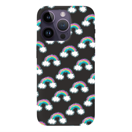 Apple iPhone 14 Pro  Cute rainbows Black Colored Silicone TPU Θήκη
